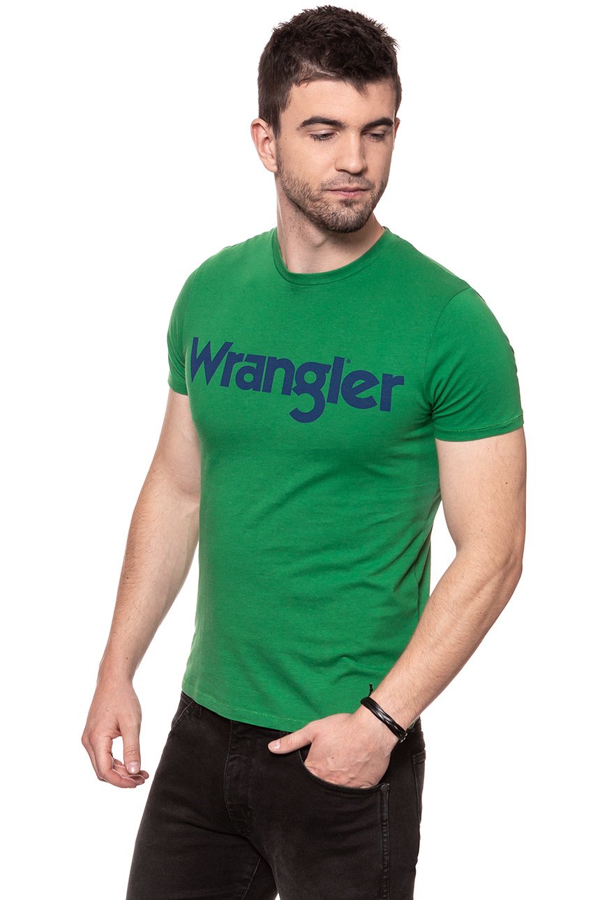 KOSZULKA WRANGLER SS LOGO TEE AMAZON GREEN W7A86D3UX