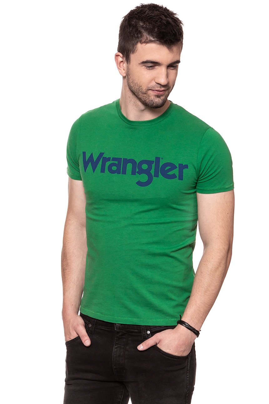 KOSZULKA WRANGLER SS LOGO TEE AMAZON GREEN W7A86D3UX