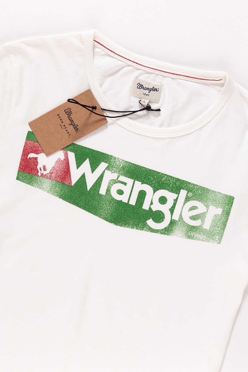 KOSZULKA WRANGLER WASH TEE VINTAGE WHITE W7B12FQKR