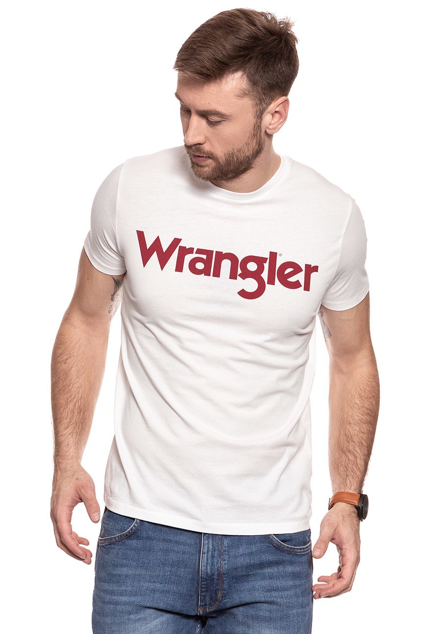 KOSZULKA WRANGLER S/S LOGO TEE OFFWHITE W7B13D302