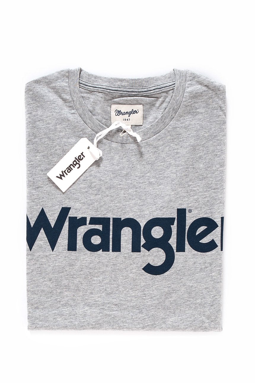 KOSZULKA WRANGLER S/S LOGO TEE MID GREY MEL W7B13D337