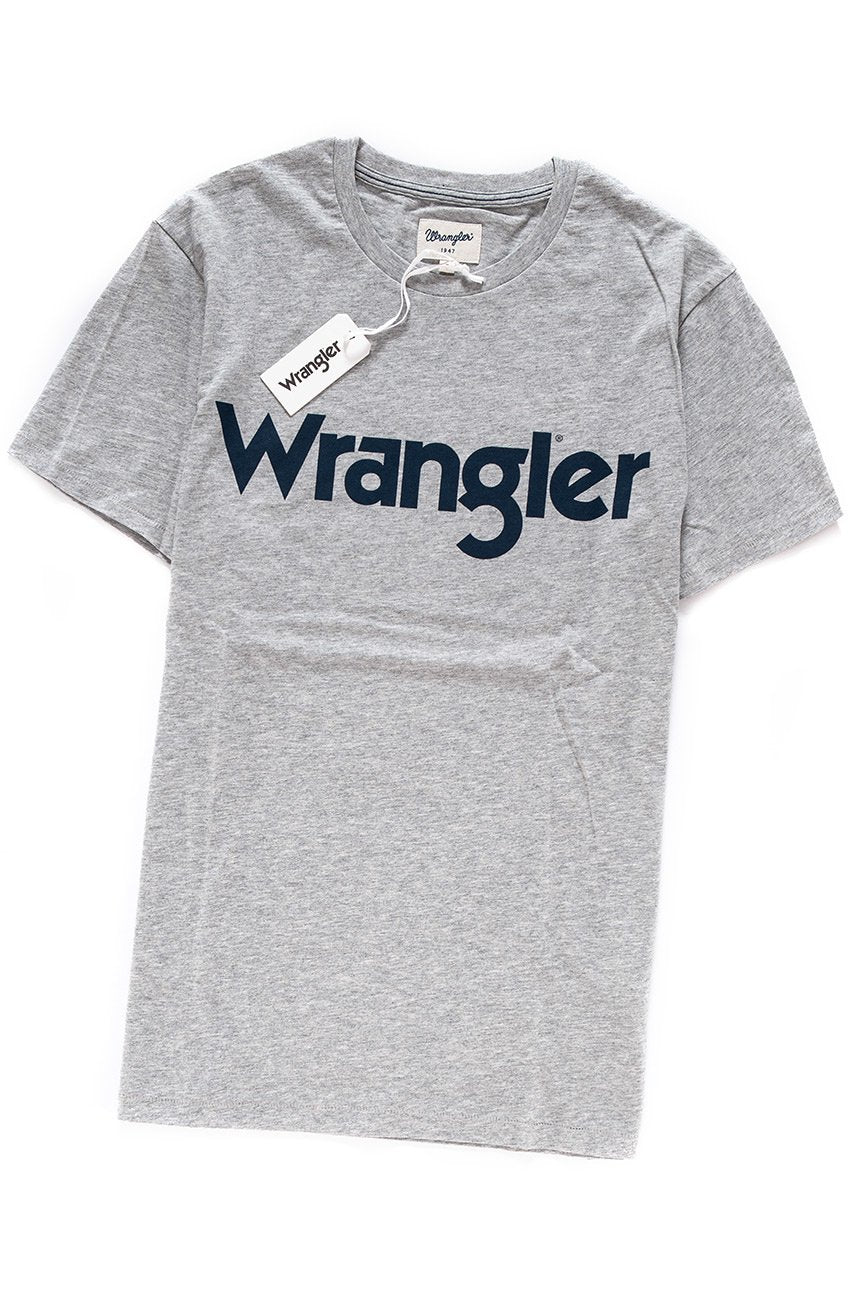 KOSZULKA WRANGLER S/S LOGO TEE MID GREY MEL W7B13D337