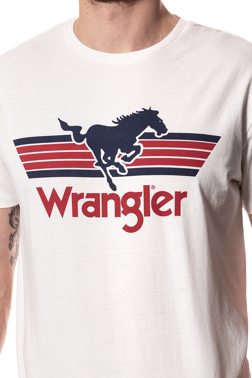 KOSZULKA WRANGLER GRAPHIC LOGO TEE OFF WHITE W7B27FK02