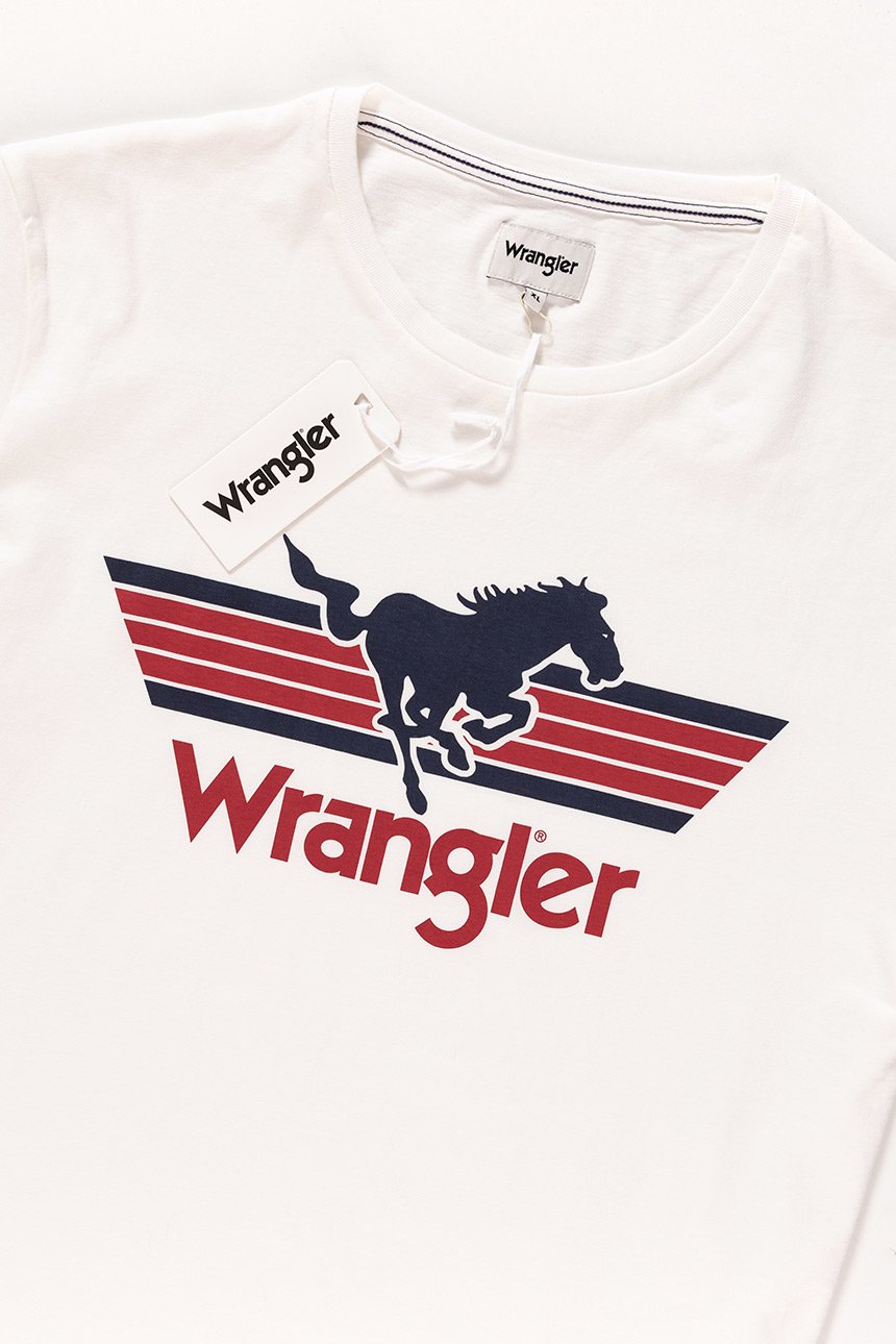 KOSZULKA WRANGLER GRAPHIC LOGO TEE OFF WHITE W7B27FK02