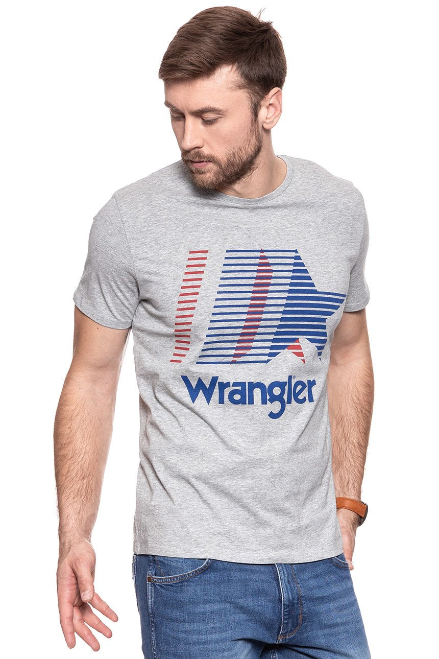 KOSZULKA WRANGLER GRAPHIC LOGO TEE MID GREY MEL W7B27FK37