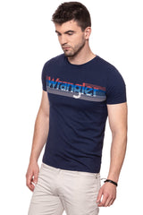 KOSZULKA WRANGLER GRAPHIC LOGO TEE PEACOAT BLUE W7B27FK49