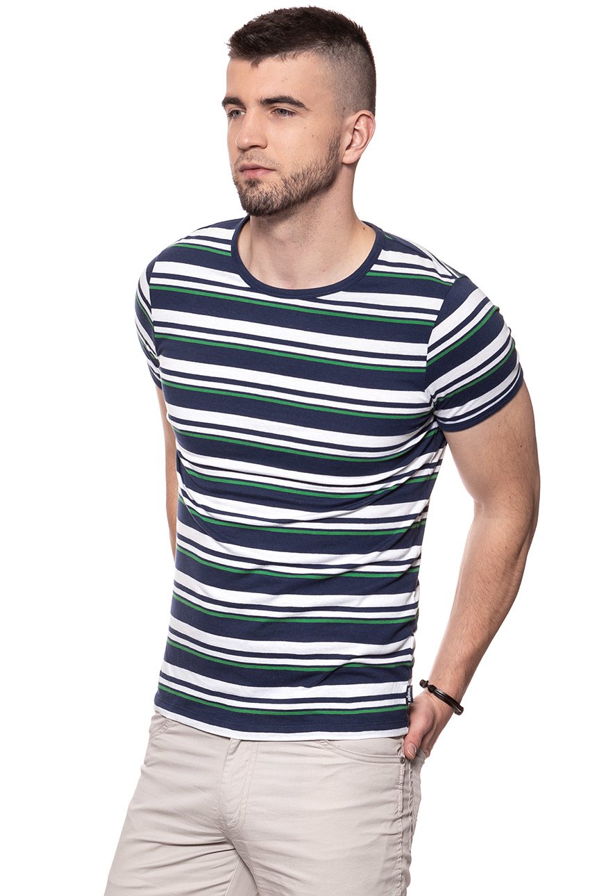 KOSZULKA WRANGLER STRIPE TEE PEACOAT BLUE W7B29DY49