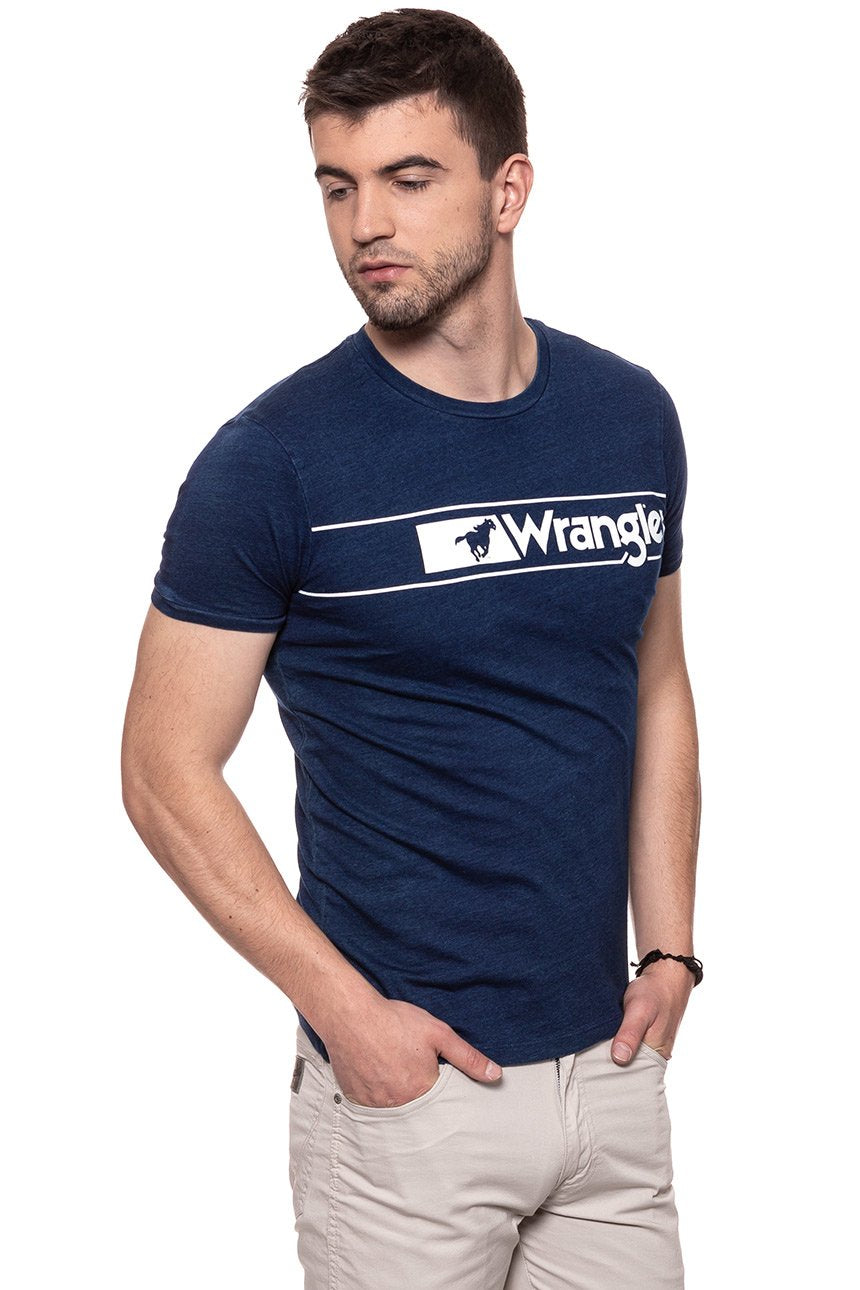 KOSZULKA WRANGLER RINGER TEE MID INDIGO W7B33FK8E