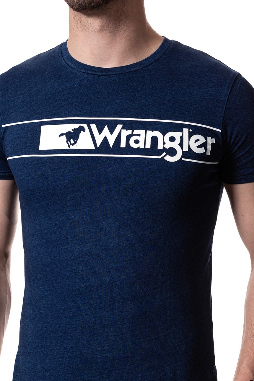 KOSZULKA WRANGLER RINGER TEE MID INDIGO W7B33FK8E