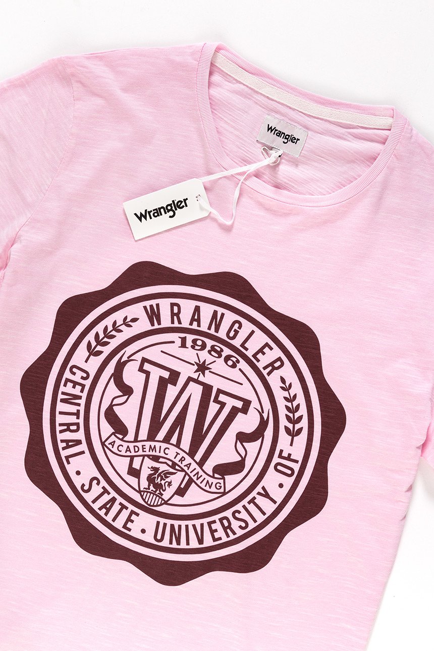 KOSZULKA WRANGLER OVERDYE TEE PEPPA PINK W7B36EBU6