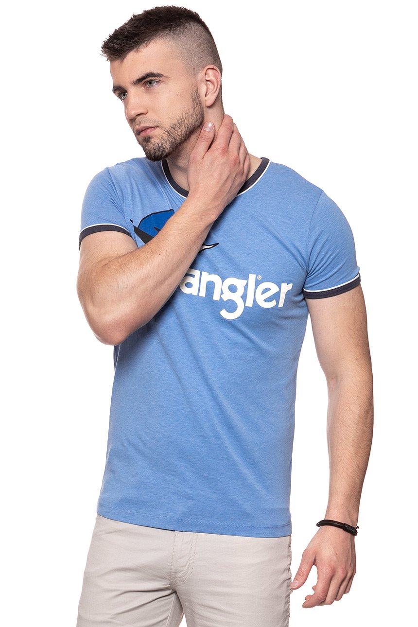 KOSZULKA WRANGLER RINGER LOGO TEE RIVIERA BLUE W7B45FQ7S