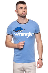 KOSZULKA WRANGLER RINGER LOGO TEE RIVIERA BLUE W7B45FQ7S