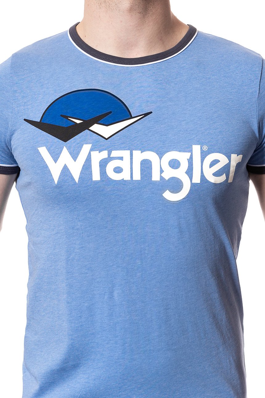 KOSZULKA WRANGLER RINGER LOGO TEE RIVIERA BLUE W7B45FQ7S