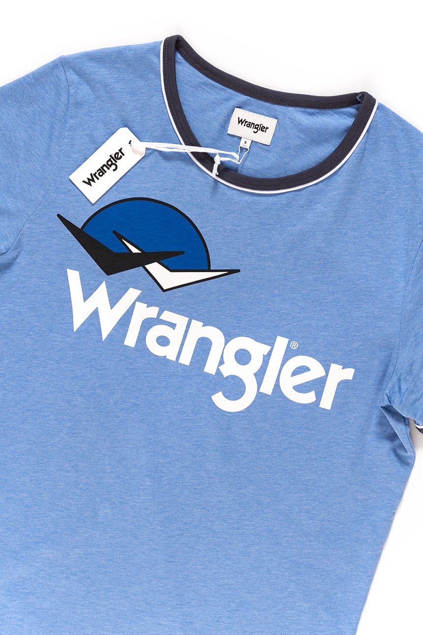 KOSZULKA WRANGLER RINGER LOGO TEE RIVIERA BLUE W7B45FQ7S