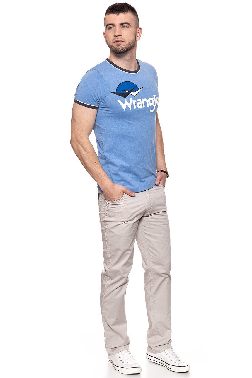 KOSZULKA WRANGLER RINGER LOGO TEE RIVIERA BLUE W7B45FQ7S