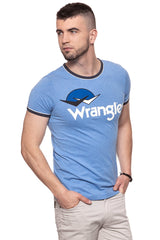 KOSZULKA WRANGLER RINGER LOGO TEE RIVIERA BLUE W7B45FQ7S