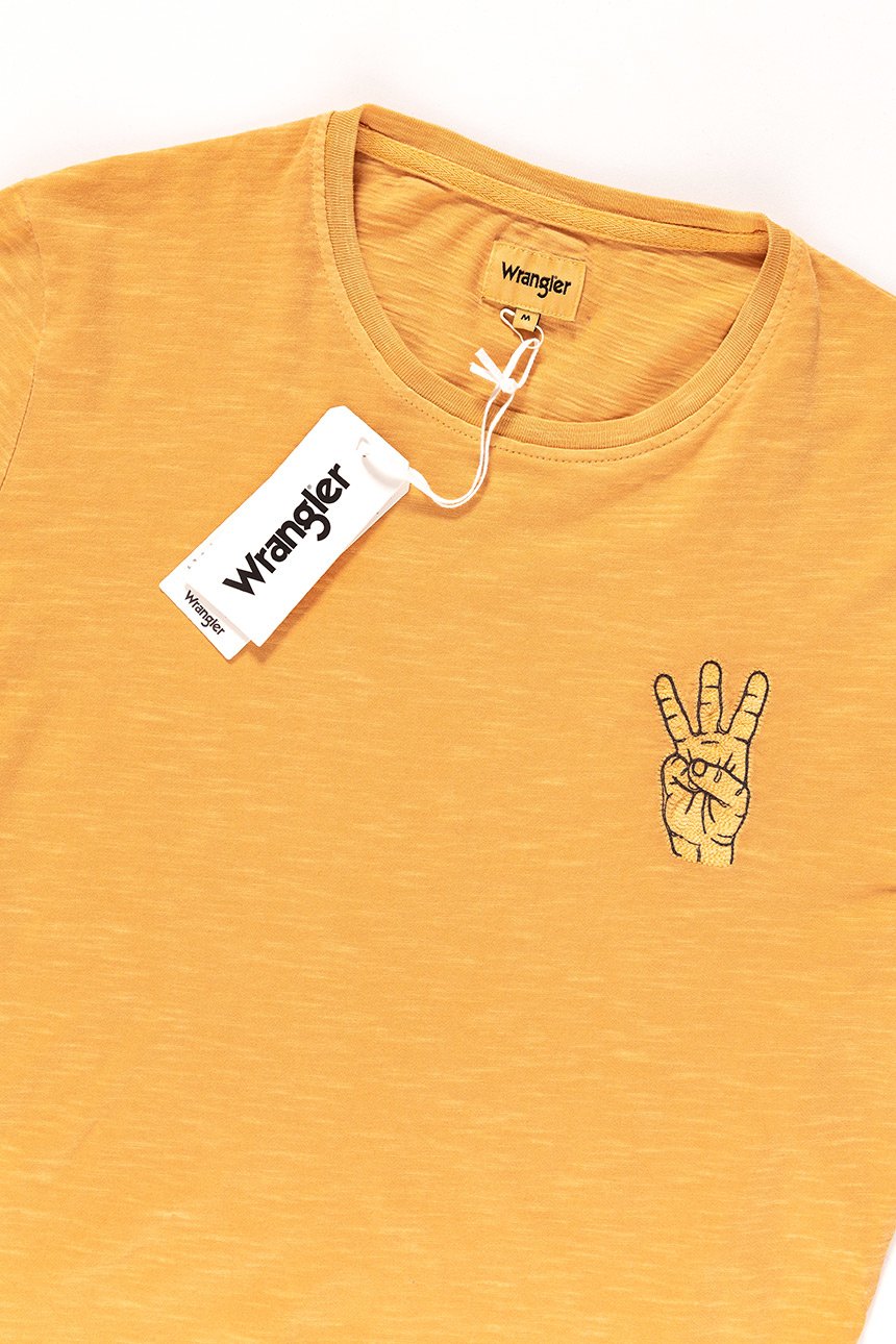 KOSZULKA WRANGLER OVERDYE HAND TEE AMBER YELLOW W7B48EBUY