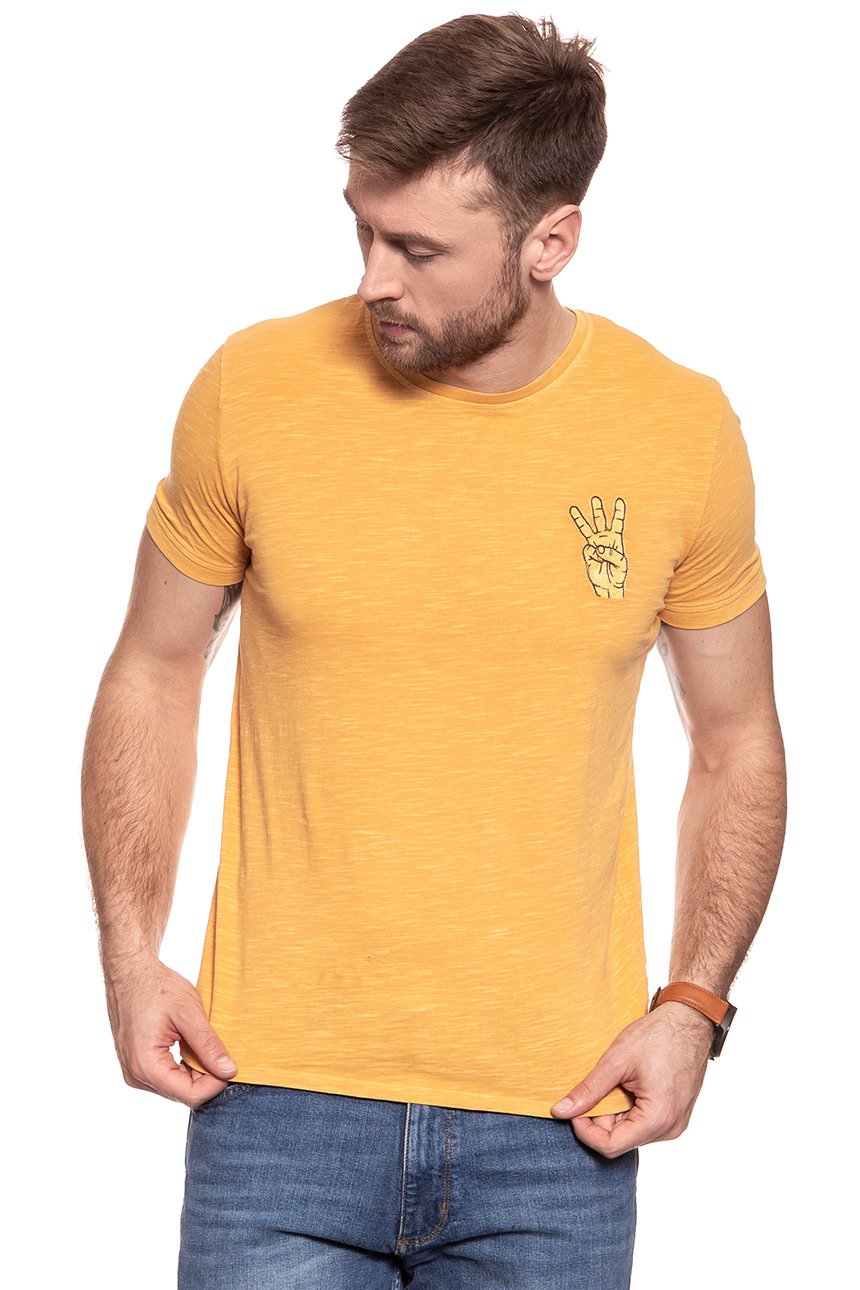 KOSZULKA WRANGLER OVERDYE HAND TEE AMBER YELLOW W7B48EBUY