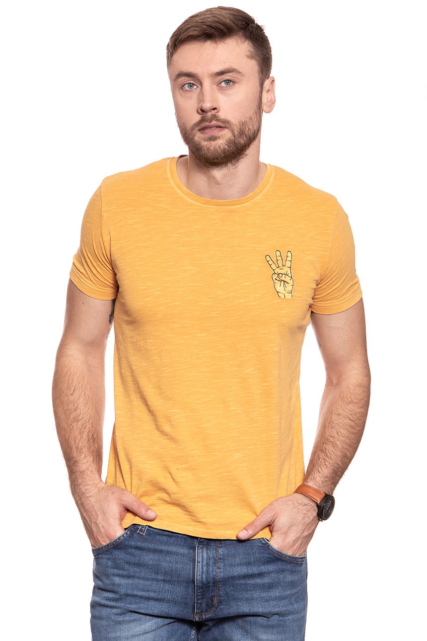 KOSZULKA WRANGLER OVERDYE HAND TEE AMBER YELLOW W7B48EBUY