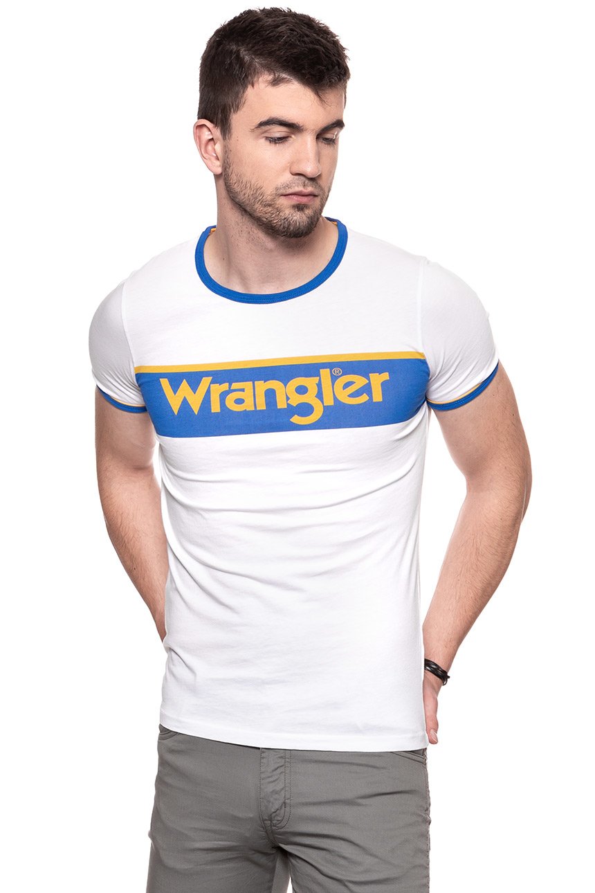 KOSZULKA WRANGLER B&Y RINGER TEE WHITE W7B51FK12