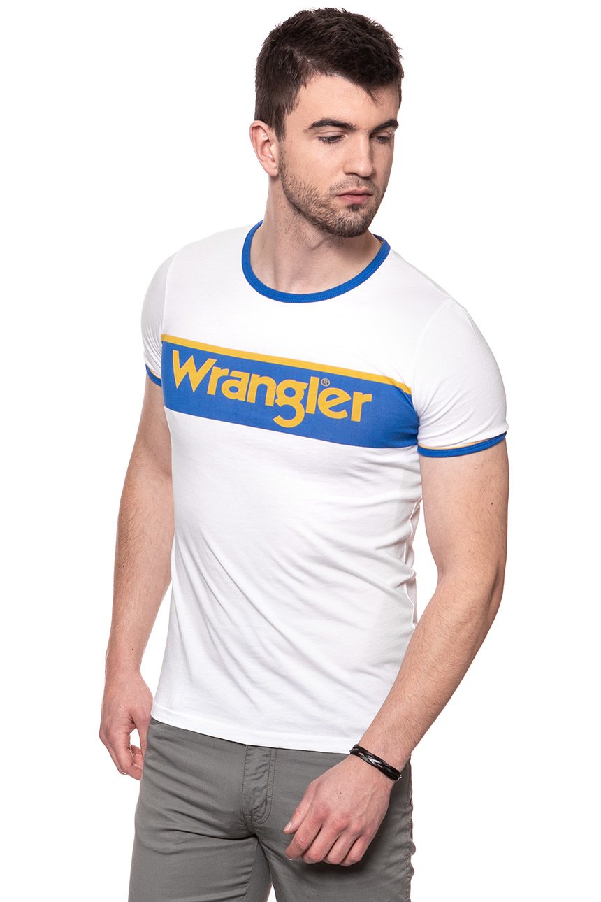 KOSZULKA WRANGLER B&Y RINGER TEE WHITE W7B51FK12