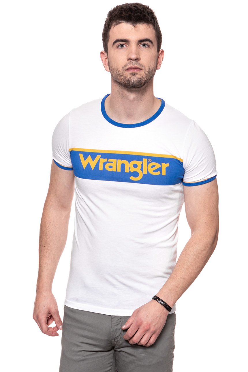 KOSZULKA WRANGLER B&Y RINGER TEE WHITE W7B51FK12