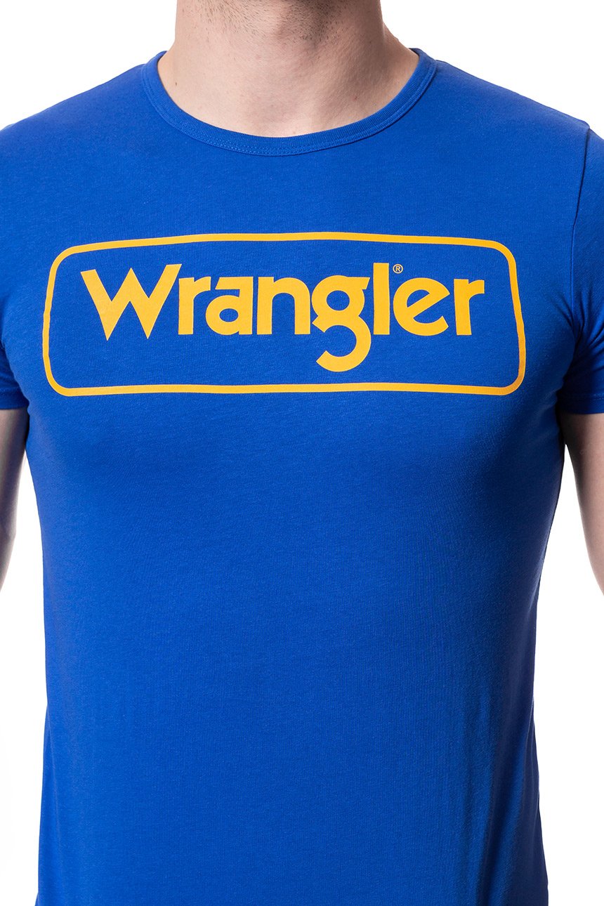 KOSZULKA WRANGLER B&Y LOGO TEE NAUTICAL BLUE W7B57FKV2