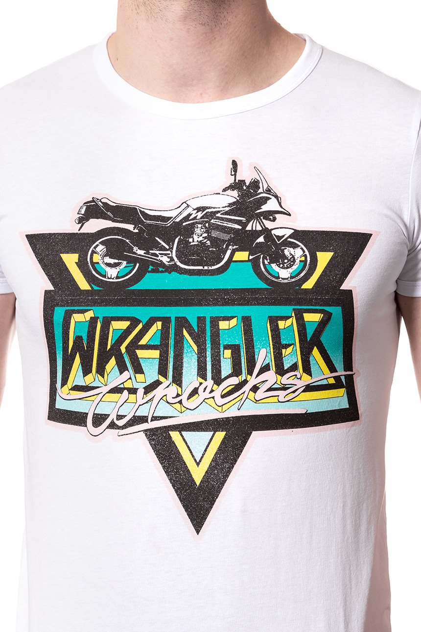 KOSZULKA WRANGLER RINGER TEE  WHITE W7B63FK12