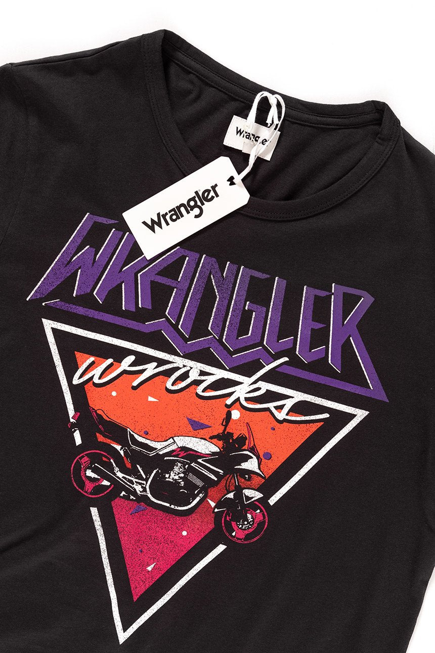 KOSZULKA WRANGLER RINGER TEE FADED BLACK W7B63FKV6