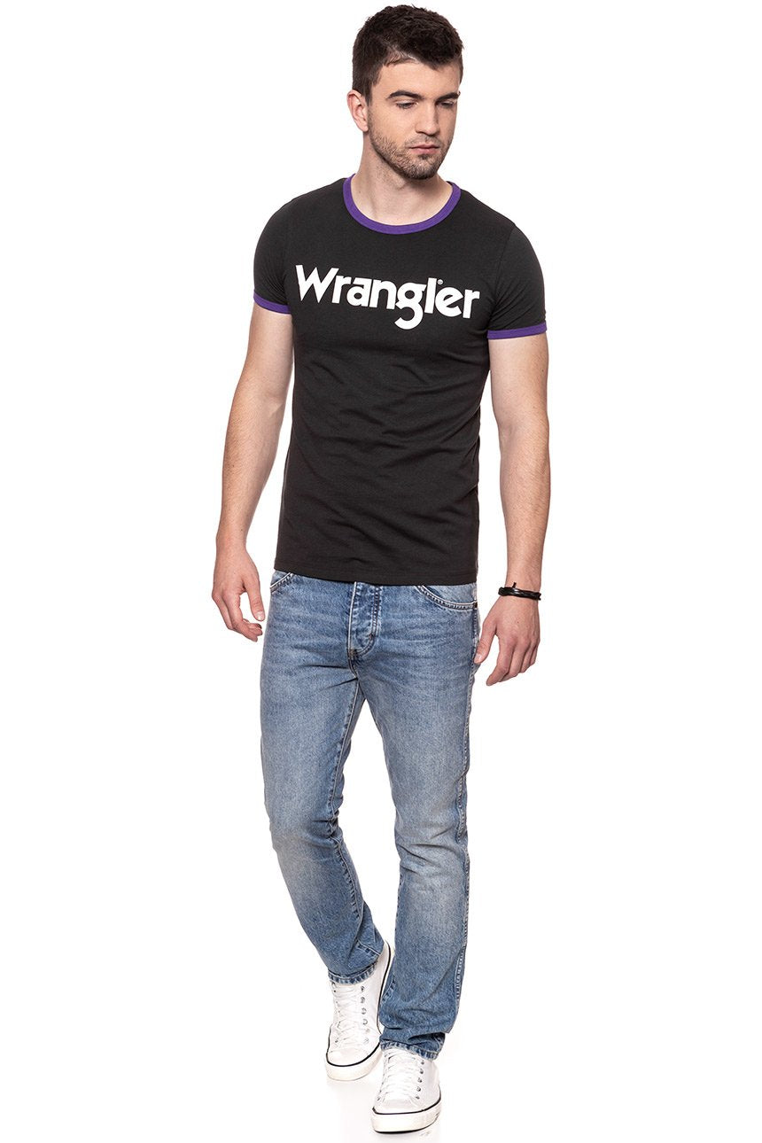 KOSZULKA WRANGLER RINGER TEE  WASHED BLACK W7B63FKVD