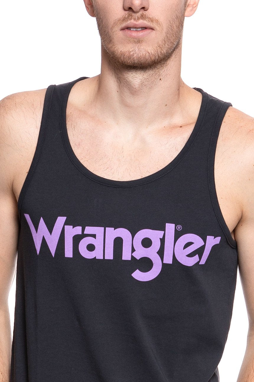 KOSZULKA WRANGLER RINGER TANK  FADED BLACK W7B64FQV6