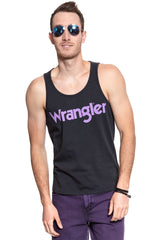 KOSZULKA WRANGLER RINGER TANK  FADED BLACK W7B64FQV6