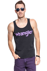 KOSZULKA WRANGLER RINGER TANK  FADED BLACK W7B64FQV6