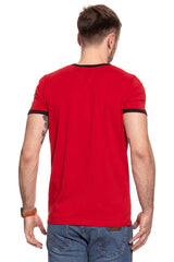 KOSZULKA WRANGLER LOGO RINGER TEE HIGH RISK RED W7B68FQ1P