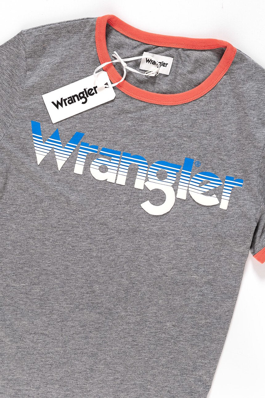 KOSZULKA WRANGLER LOGO RINGER TEE GREY MARL W7B68FQVB