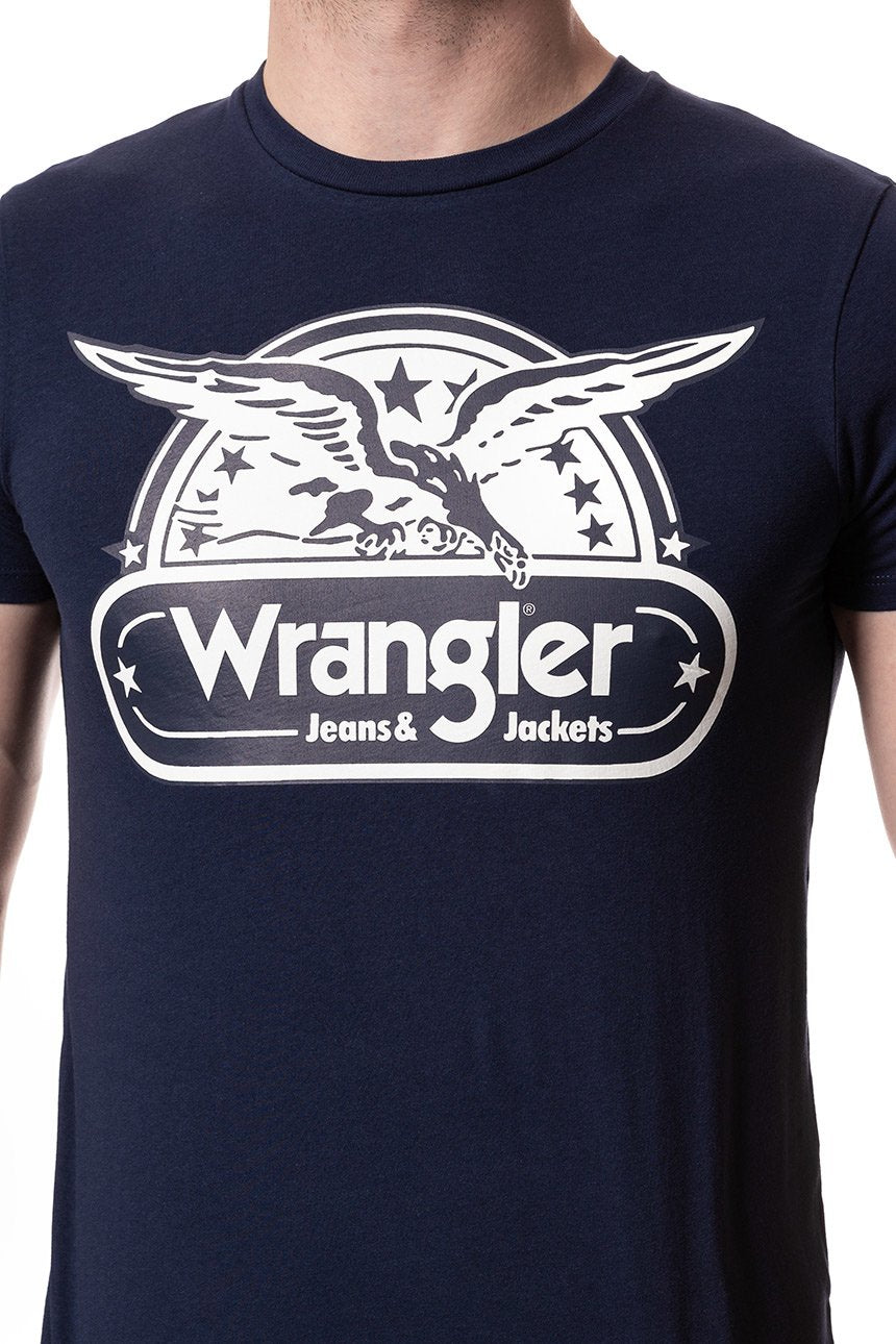 KOSZULKA WRANGLER SS EAGLE TEE NAVY W7B74FK35