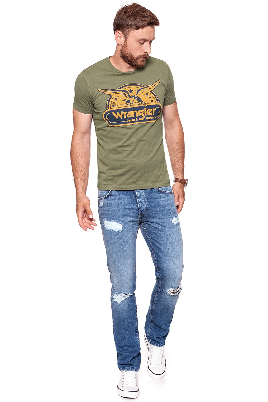 KOSZULKA WRANGLER SS EAGLE TEE DUSTY OLIVE W7B74FK45