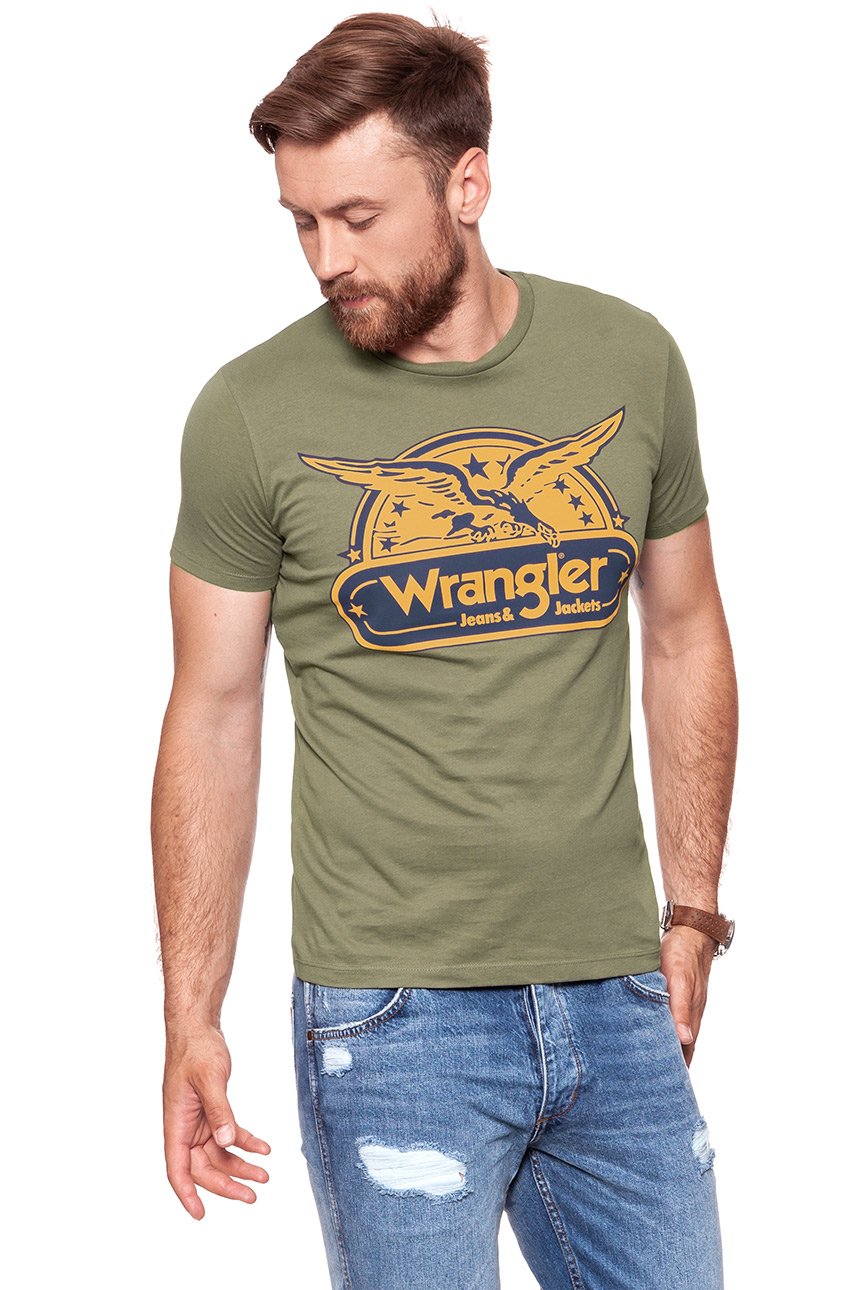 KOSZULKA WRANGLER SS EAGLE TEE DUSTY OLIVE W7B74FK45