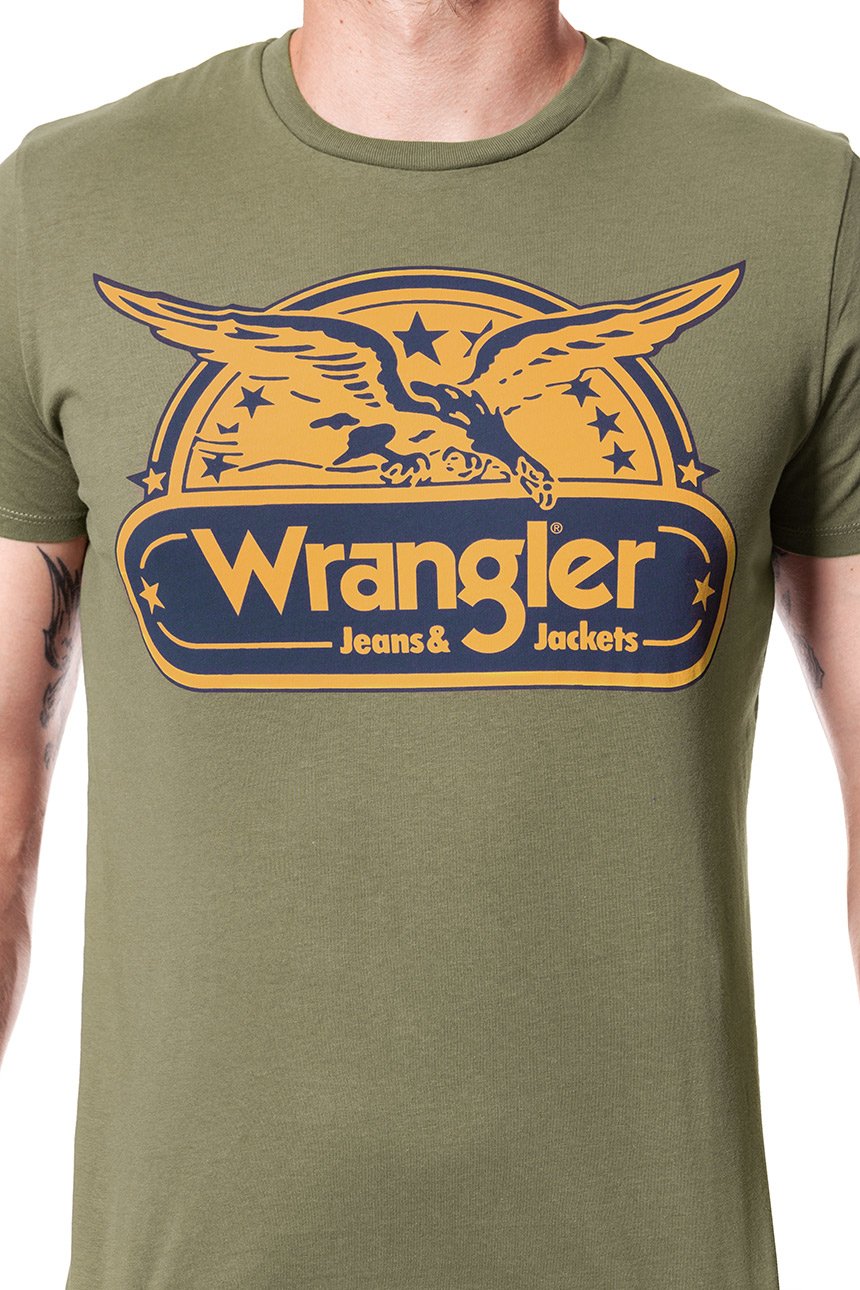 KOSZULKA WRANGLER SS EAGLE TEE DUSTY OLIVE W7B74FK45