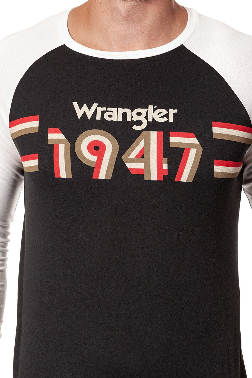 LONGSLEEVE WRANGLER LS 1947 TEE FADED BLACK W7B82GOV6