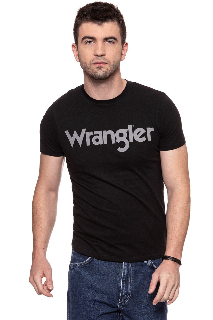 KOSZULKA WRANGLER SS LOGO TEE BLACK W7C04D301