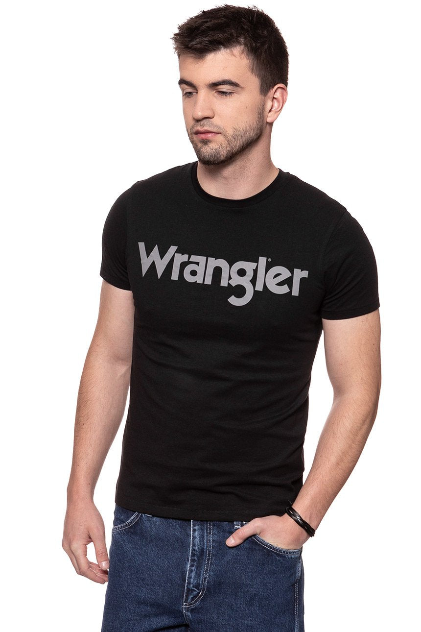 KOSZULKA WRANGLER SS LOGO TEE BLACK W7C04D301