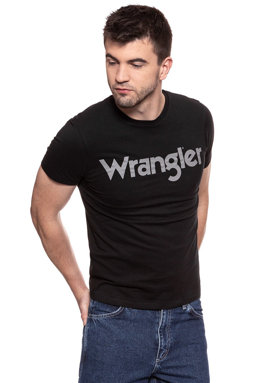 KOSZULKA WRANGLER SS LOGO TEE BLACK W7C04D301