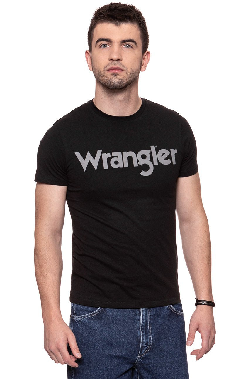 KOSZULKA WRANGLER SS LOGO TEE BLACK W7C04D301