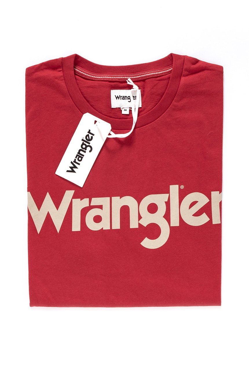 KOSZULKA WRANGLER SS LOGO TEE RED W7C04D347