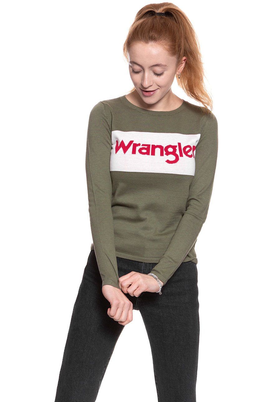 DAMSKI SWETER WRANGLER INTARISA KNIT DEEP LICHEN GRN W800SPW1X