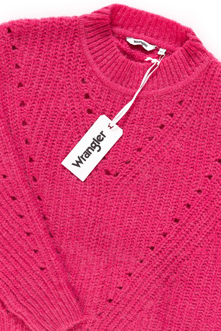 DAMSKI SWETER WRANGLER CROP KNIT BRIGHT ROSE W8111PKVC