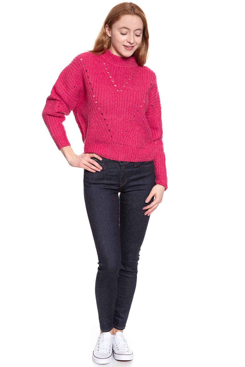 DAMSKI SWETER WRANGLER CROP KNIT BRIGHT ROSE W8111PKVC