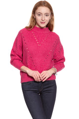 DAMSKI SWETER WRANGLER CROP KNIT BRIGHT ROSE W8111PKVC