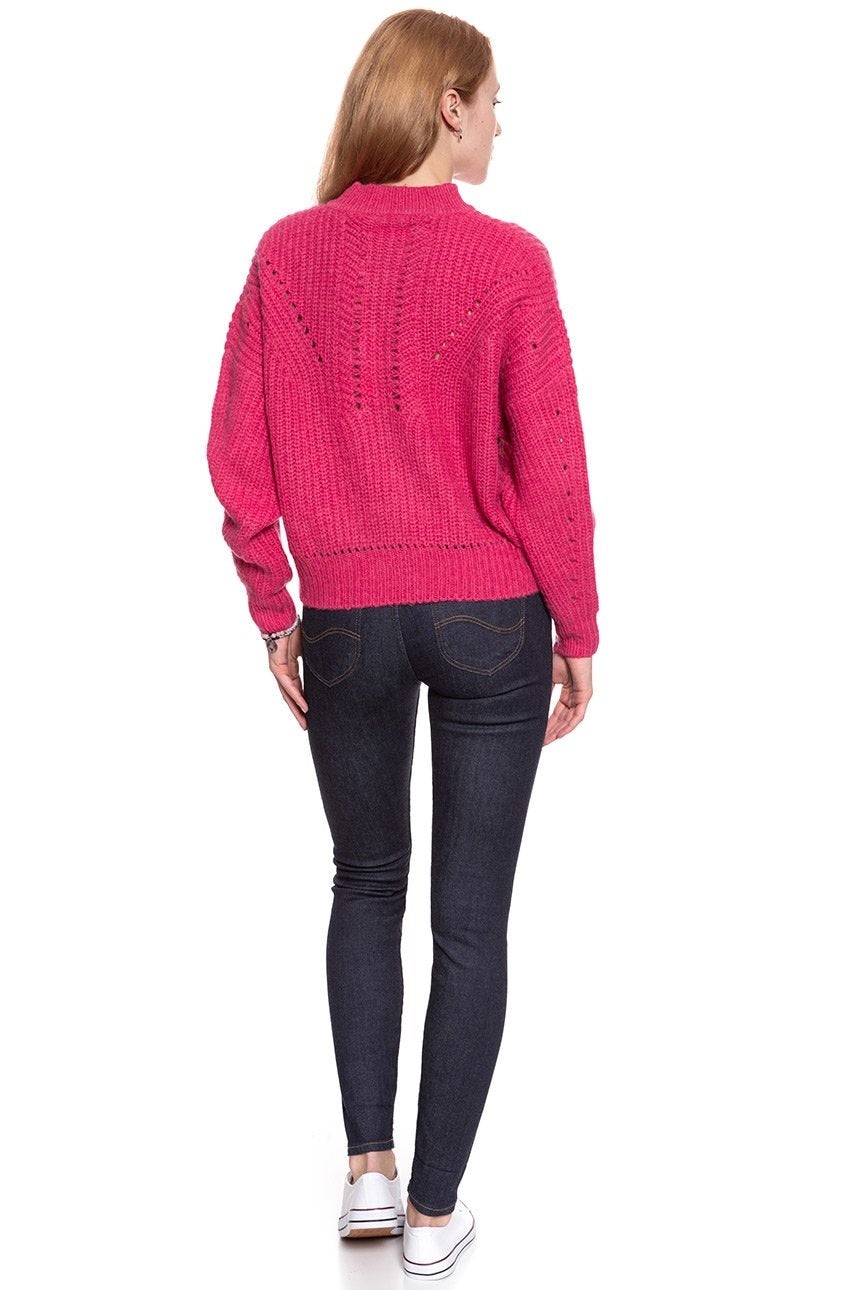 DAMSKI SWETER WRANGLER CROP KNIT BRIGHT ROSE W8111PKVC